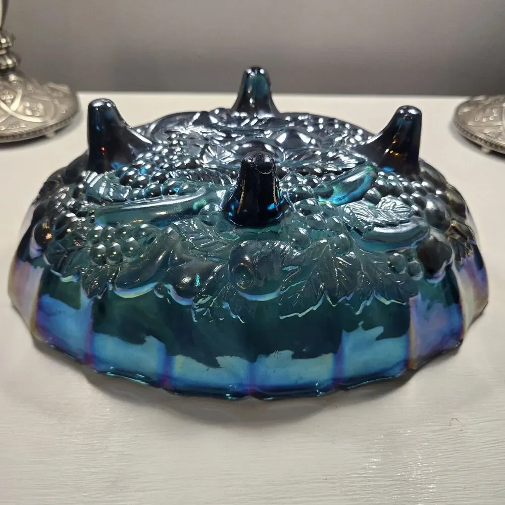 Indiana Glass Carnival Blue Iridescent  12